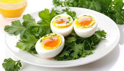  Deliciously healthy snack  Hardboiled eggs with fresh parsley