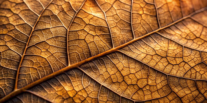 close up veins on the leaf texture, dry brown leaf color tone - Powered by Adobe