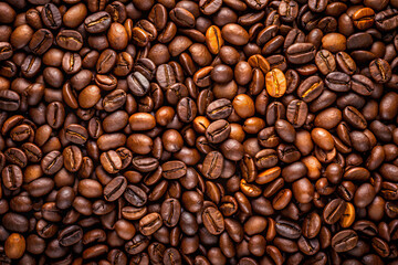 Fototapeta premium Dark Coffee beans with pleasant scent background