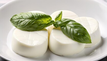 Obraz premium Fresh mozzarella and basil a classic pairing