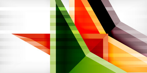 Arrows with 3d effect abstract background. Triangles on light grey backdrop