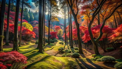 Breathtaking yet eerie forest in Japan showcasing haunting beauty and the mystery of nature's shadows