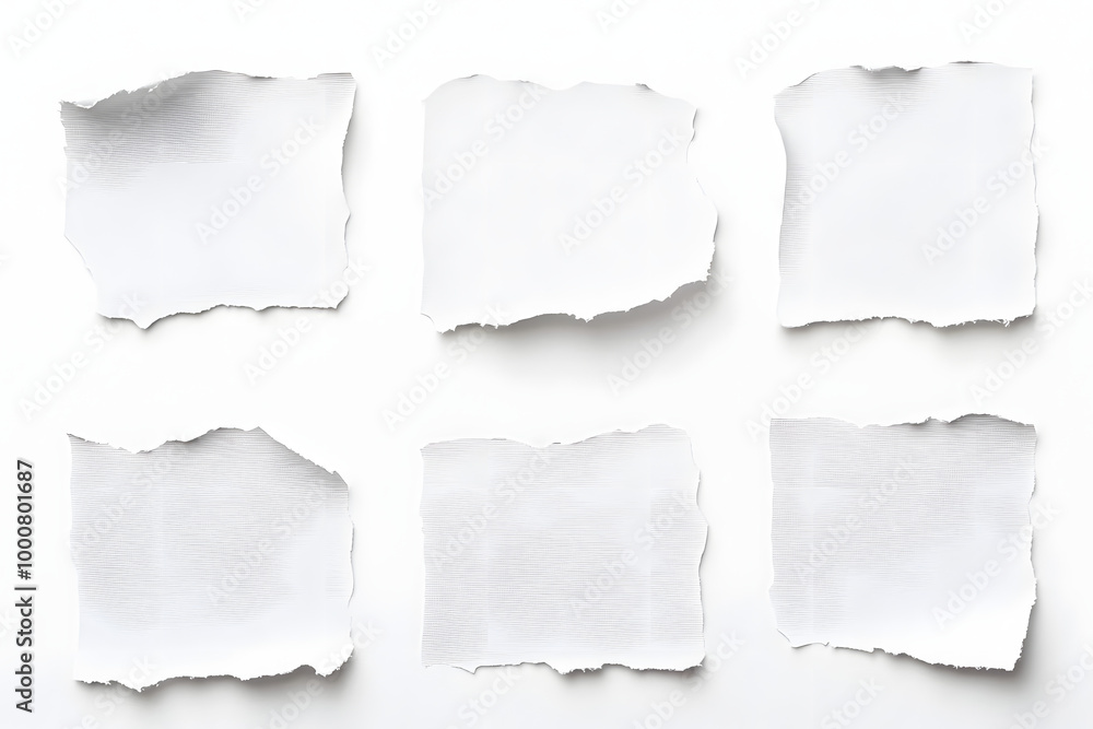 Aufkleber torn blank pages with uneven texture edges. set of ripped white paper sheets png isolated on transpa