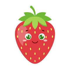 Obraz premium Strawberry Cute Cartoon Fruit Fresh Animation Kawaii Healthy Character 