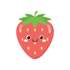 Fototapeta premium Strawberry Cute Cartoon Fruit Fresh Animation Kawaii Healthy Character 