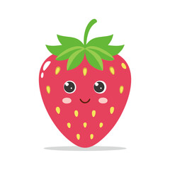 Obraz premium Strawberry Cute Cartoon Fruit Fresh Animation Kawaii Healthy Character 