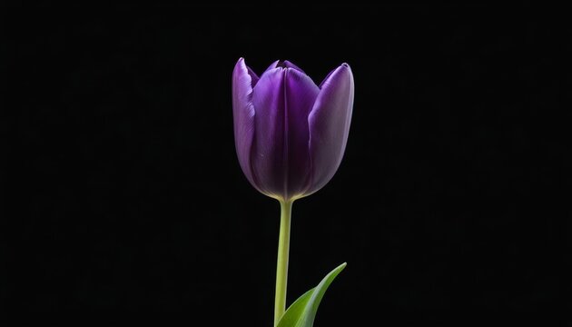  Elegance in bloom  A single purple tulip