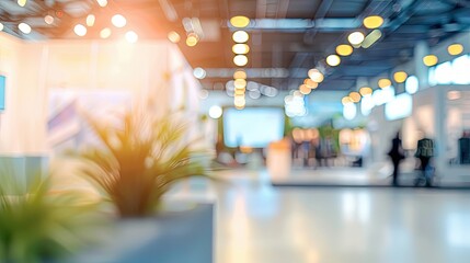 Soft-focus tech conference with booths and a bright clear sky