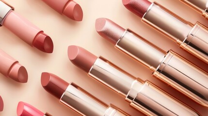 A row of lipsticks with a gold finish