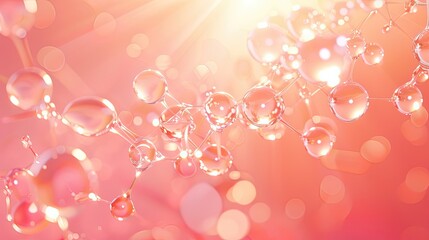 Coral wallpaper with a radial burst of glass molecules creating smooth reflections and depth