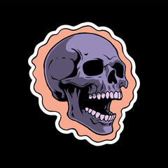 angry skull art illustration hand drawn for stickers logo poster etc
