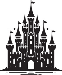 Obraz premium Ancient Castle silhouette vector illustration isolated on a white background