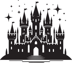 Fototapeta premium Ancient Castle silhouette vector illustration isolated on a white background