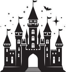 Obraz premium Ancient Castle silhouette vector illustration isolated on a white background