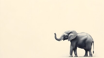 Fototapeta premium Elephant Masseuse in Minimalist Pop Art Style on Plain Beige Background