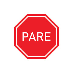 Pare traffic sign on white background,PARE