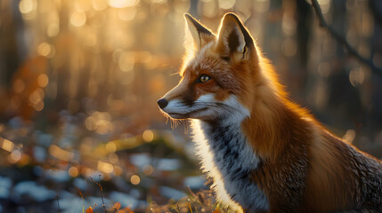 Fototapeta premium Detailed image of a brown fox with a unique background.