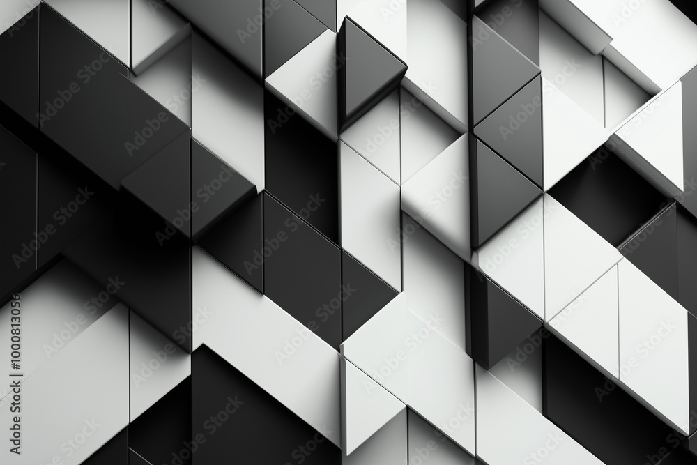 Aufkleber black and white abstract design with white triangles. the design is made up of squares and triangles