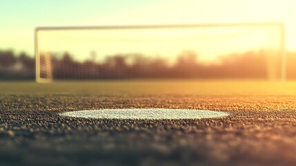 blurred shot of a penalty area, with the white penalty spot slightly distorted by the blur