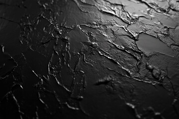 Fototapeta premium black and white photo of a wall with a lot of cracks and peeling paint. Scene is somewhat eerie and unsettling, as the wall appears to be in a state of disrepair and decay