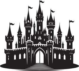 Obraz premium Ancient Castle silhouette vector illustration isolated on a white background