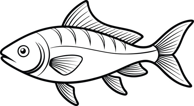 recommend clip art: Drawing fish line art vector icon, illustration on white background.