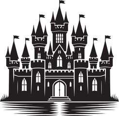 Fototapeta premium Ancient Castle silhouette vector illustration isolated on a white background