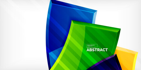 Round 3d shapes, plates background. Creative composition design template