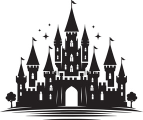 Fototapeta premium Ancient Castle silhouette vector illustration isolated on a white background