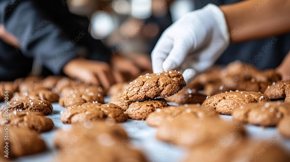 Poster family baking gingerbread cookies together in a kitchen filled with holiday aromas characters depict