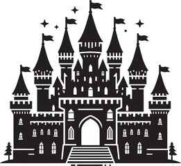 Ancient Castle silhouette vector illustration isolated on a white background