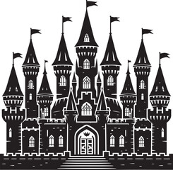 Fototapeta premium Ancient Castle silhouette vector illustration isolated on a white background