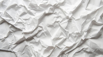 Fototapeta premium White paper texture, crumpled and creased with no text or images on it, top view. 