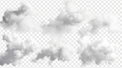 set of white smoke or fog clouds on transparent background vector illustration, detailed, high resolution, professional photograph