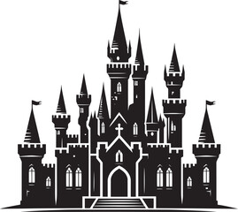 Obraz premium Ancient Castle silhouette vector illustration isolated on a white background