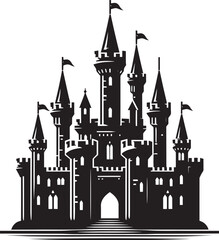 Ancient Castle silhouette vector illustration isolated on a white background