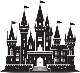 Obraz premium Ancient Castle silhouette vector illustration isolated on a white background