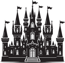 Obraz premium Ancient Castle silhouette vector illustration isolated on a white background