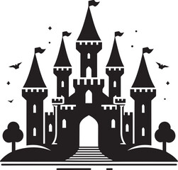 Obraz premium Ancient Castle silhouette vector illustration isolated on a white background