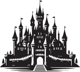 Fototapeta premium Ancient Castle silhouette vector illustration isolated on a white background