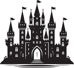Ancient Castle silhouette vector illustration isolated on a white background