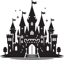 Obraz premium Ancient Castle silhouette vector illustration isolated on a white background