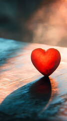 Fototapeta premium Red heart under warm sunlight