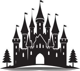 Fototapeta premium Ancient Castle silhouette vector illustration isolated on a white background