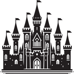 Obraz premium Ancient Castle silhouette vector illustration isolated on a white background