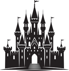Obraz premium Ancient Castle silhouette vector illustration isolated on a white background
