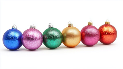 Bunte Weihnachtskugeln auf weißem Hintergrund – Festliche Deko