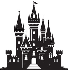 Obraz premium Ancient Castle silhouette vector illustration isolated on a white background