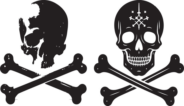 Silhouette of a skull with crossed bones beneath it 