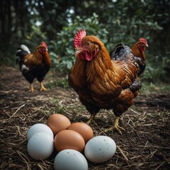 Fototapeta premium Cozy nest with fresh eggs ready for collection and use in various dishes